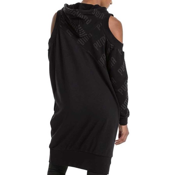 Puma En Pointe black, cold shoulder athletic sweatshirt Dress, size large - Picture 2 of 11